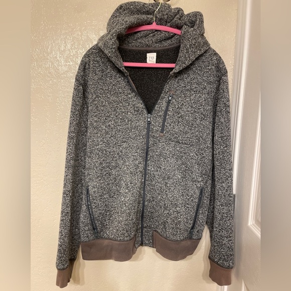 Gap Fleece Charcoal Brown Zip-Up Hoodie Casual Preppy XL - Picture 1 of 9